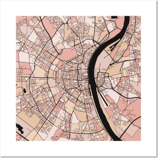 Cologne Map Pattern in Soft Pink Pastels Posters and Art